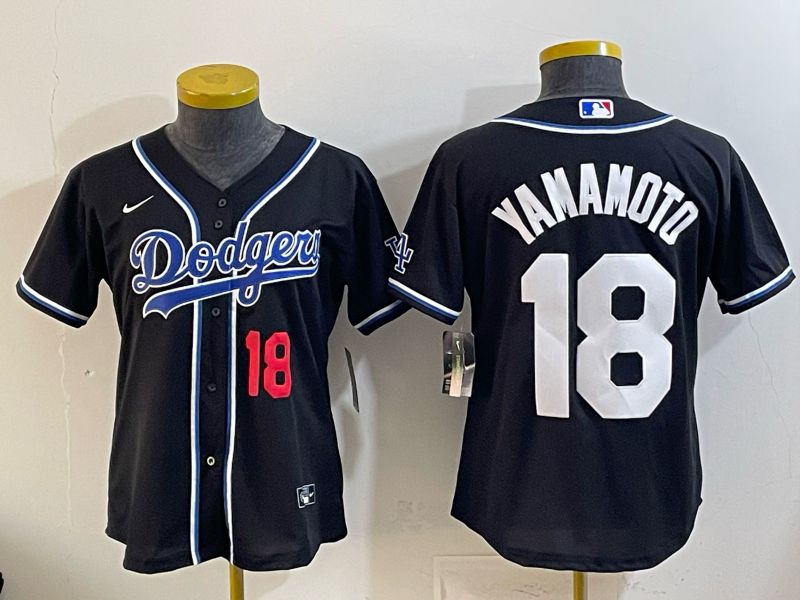 Women Nike 2026 Los Angeles Dodgers #18 Yamamoto Black Game MLB Jersey 04->women mlb jersey->Women Jersey